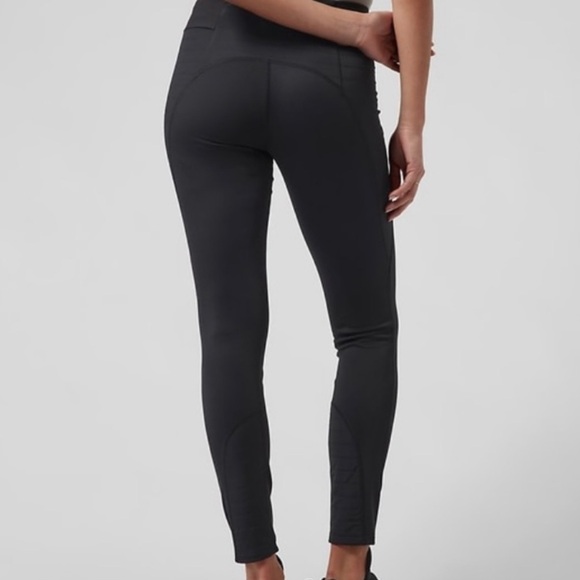 Athleta Medium Black Peak Hybrid Fleece‎ Athletic Tights Leggings Nylon blend - Picture 2 of 11